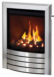 brushed steel gas fire